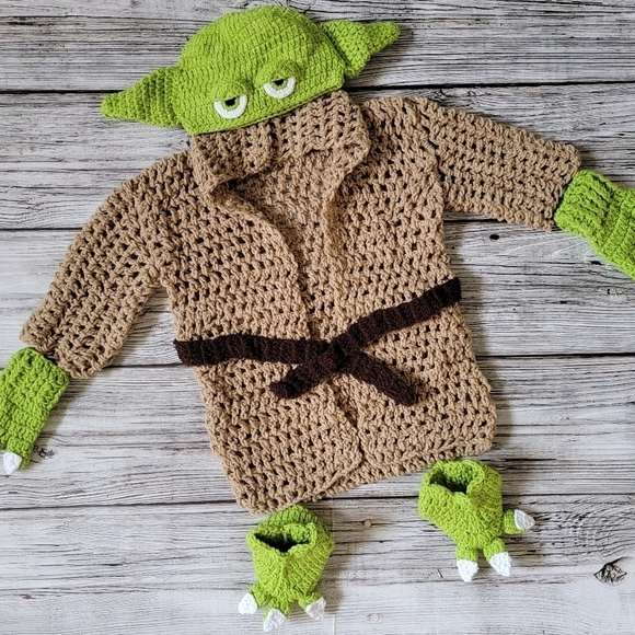 Baby Yoda Costume Hand Crochet NWT - Picture 4 of 12